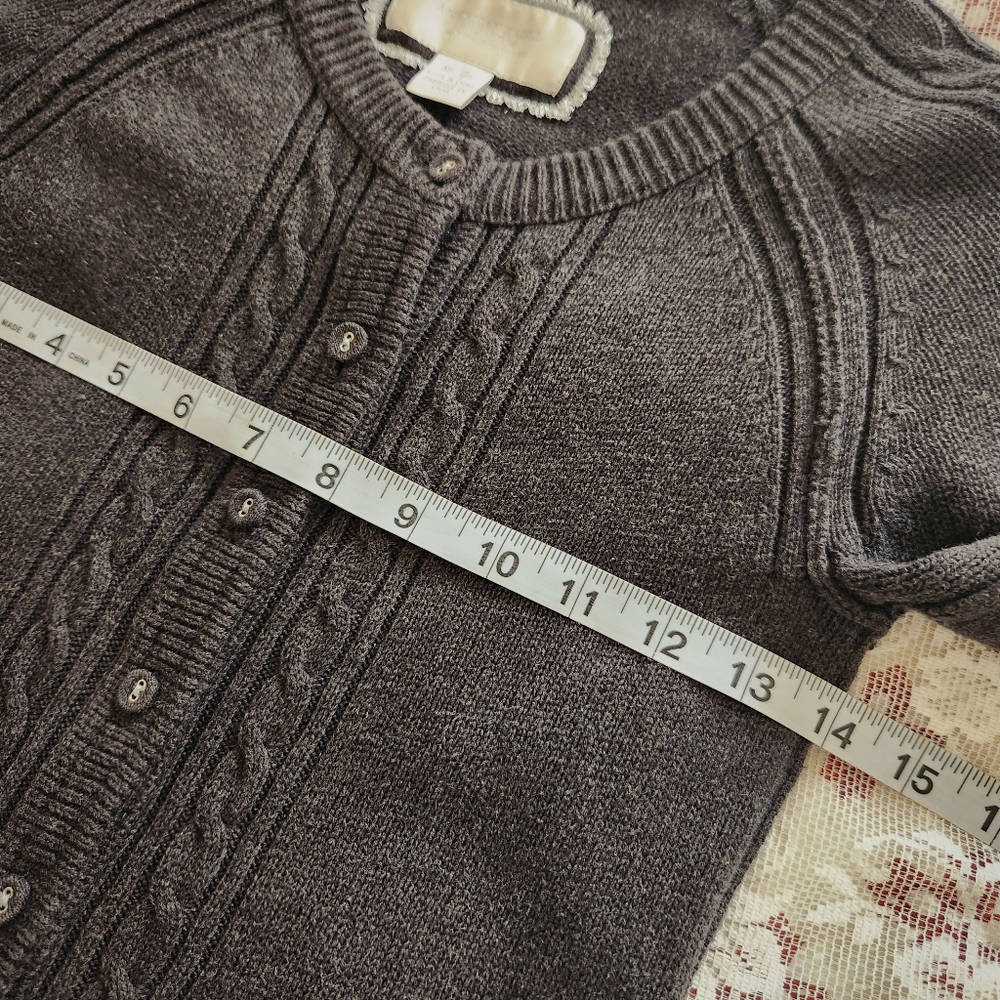 American Eagle Y2K Gray Cardigan Sweater Cable Academia Cottagecore Size XS - Picture 7 of 8